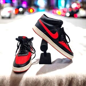 Nike Court Vision Sz 12 Black and University Red Sneakers DM8682-001